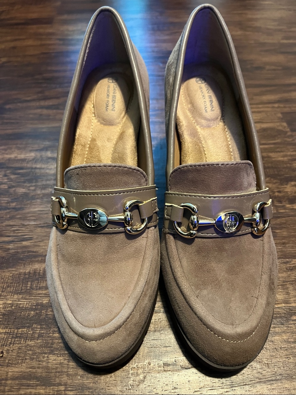 Giani Bernini Porshaa Suede Loafer Pumps Taupe 7.5 NWOT